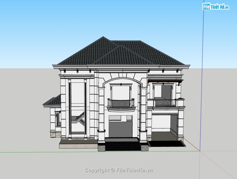 biệt thự 2 tầng,su biệt thự,sketchup biệt thự,su biệt thự 2 tầng,biệt thự tân cổ điển