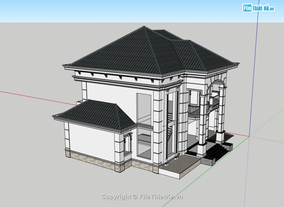 biệt thự 2 tầng,su biệt thự,sketchup biệt thự,su biệt thự 2 tầng,biệt thự tân cổ điển