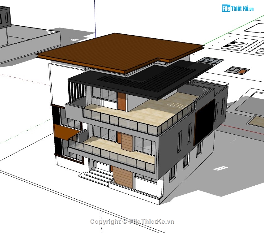 su biệt thự,sketchup biệt thự,su biệt thự 3 tầng,sketchup biệt thự 3 tầng,biệt thự 3 tầng