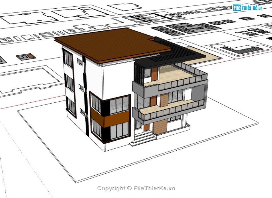 su biệt thự,sketchup biệt thự,su biệt thự 3 tầng,sketchup biệt thự 3 tầng,biệt thự 3 tầng