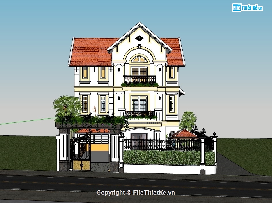 biệt thự 3 tầng,biệt thự sketchup,su biệt thự,sketchup biệt thự 3 tầng,biệt thự,sketchup biệt thự