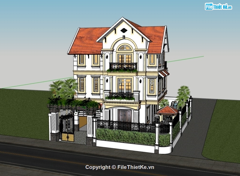 biệt thự 3 tầng,biệt thự sketchup,su biệt thự,sketchup biệt thự 3 tầng,biệt thự,sketchup biệt thự