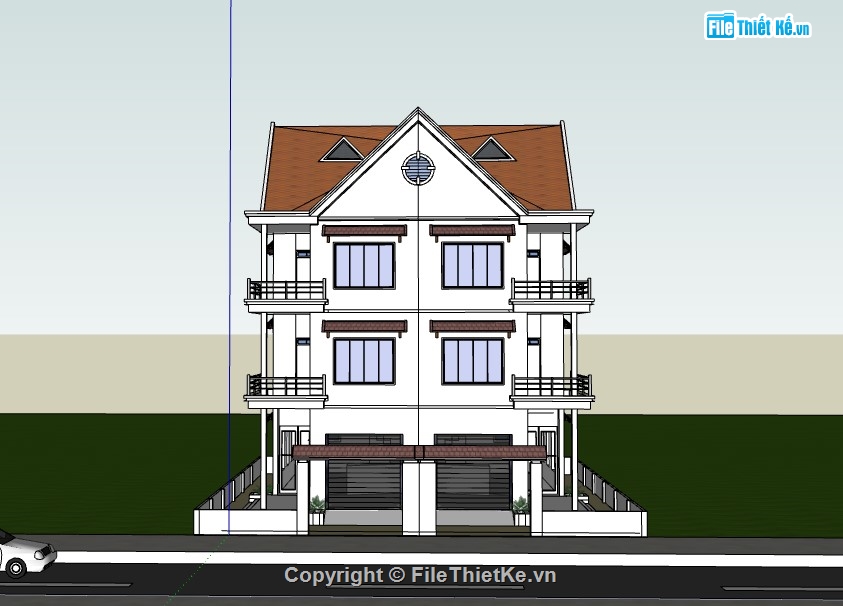 biệt thự 3 tầng,biệt thự sketchup,sketchup biệt thự 3 tầng,su biệt thự