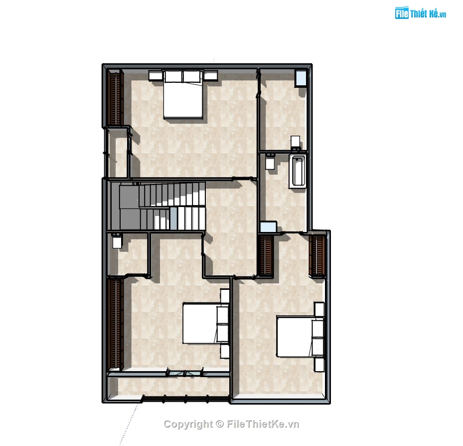 biệt thự 3 tầng,biệt thự 3 tầng mái bằng,biệt thự sketchup,mẫu sketchup biệt thự 3 tầng,phối cảnh biệt thự 3 tầng