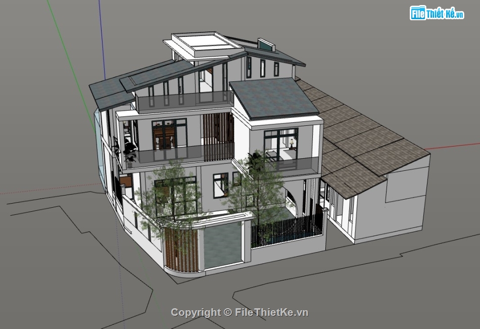 biệt thự 3 tầng,biệt thự sketchup,sketchup biệt thự 3 tầng,biệt thự  3 tầng,biệt thự 3 tầng sketchup