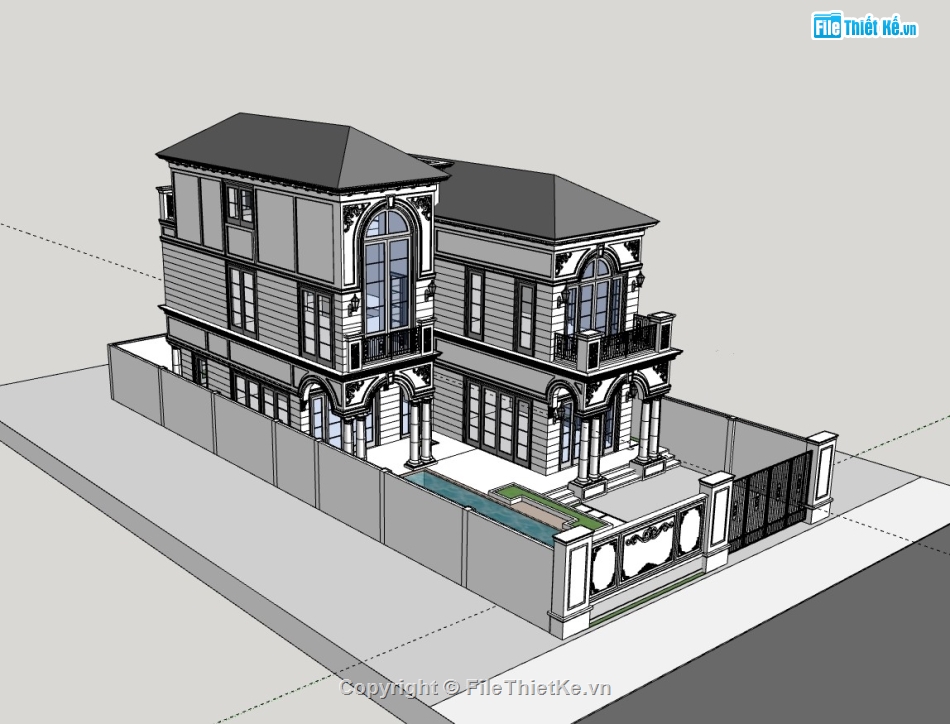 biệt thự 3 tầng,su biệt thự,sketchup biệt thự,su biệt thự 3 tầng,sketchup biệt thự 3 tầng