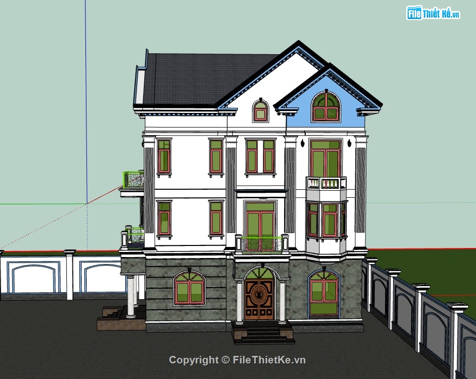 biệt thự 4 tầng,sketchup biệt thự 4 tầng,su biệt thự,biệt thự,sketchup biệt thự