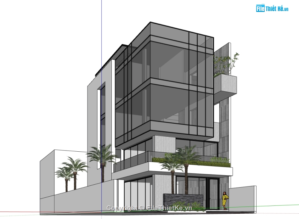 3dsu văn phòng 4 tầng,file sketchup văn phòng,dựng mẫu 3d su văn phòng,bao cảnh văn phòng file su