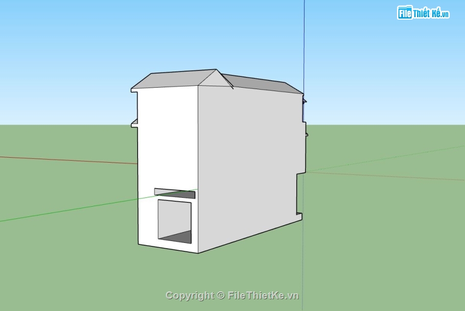 nhà phố 3 tầng,nhà phố 3 tầng sketchup,nhà phố sketchup,thiết kế nhà phố 3 tầng