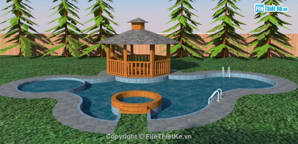 sketchup bể bơi,phối cảnh bể bơi sketchup,thiết kế bể bơi đẹp