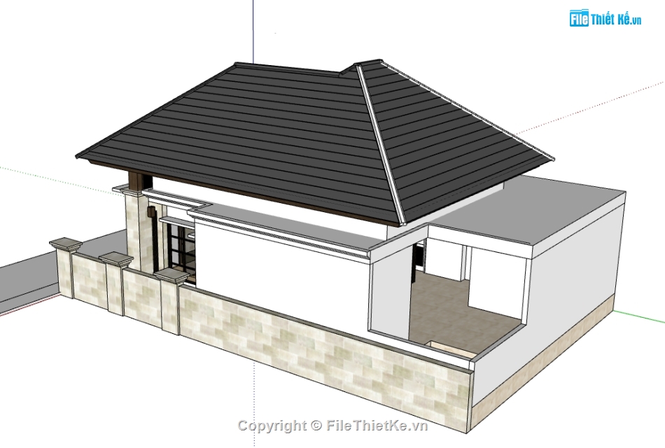 nhà mái thái 1 tầng sketchup,sketchup 1 tầng,sketchup nhà 1 tầng,bản vẽ su nhà 1 tầng,model su nhà 1 tầng,file sketchup nhà 1 tầng