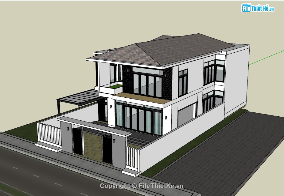 nhà hiện đại,nhà 2 tầng hiện đại,sketchup nhà 2 tầng,su nhà hiện đại