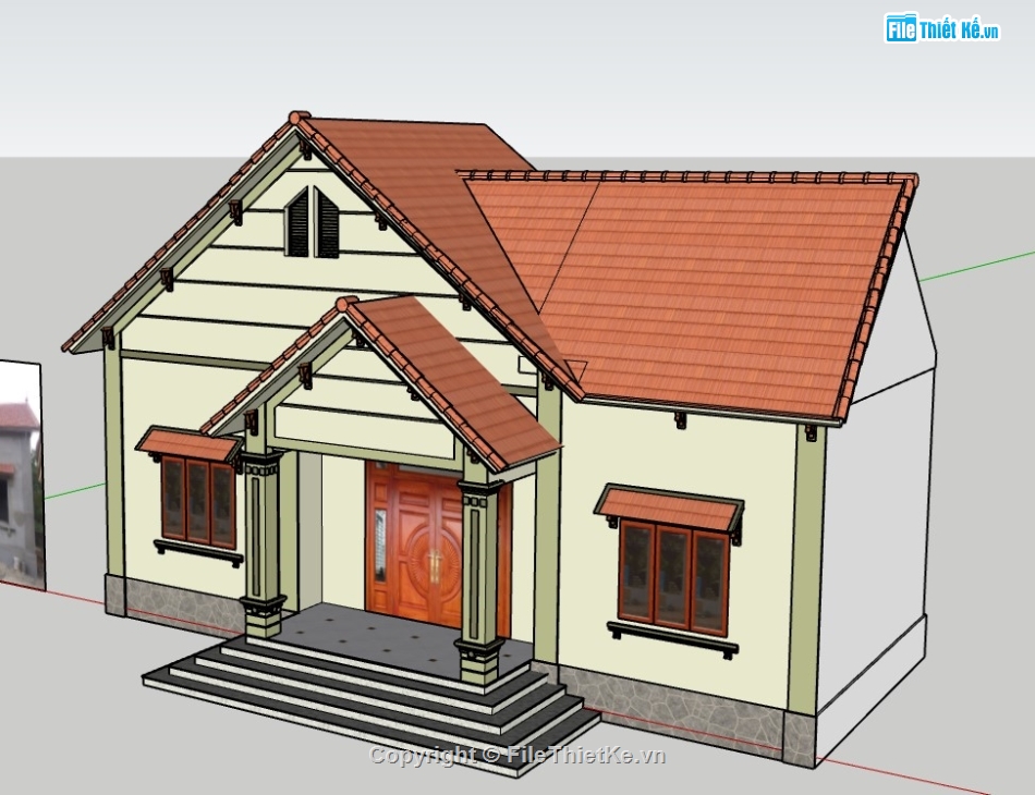 nhà cấp 4,nhà cấp 4 sketchup,sketchup nhà cấp 4