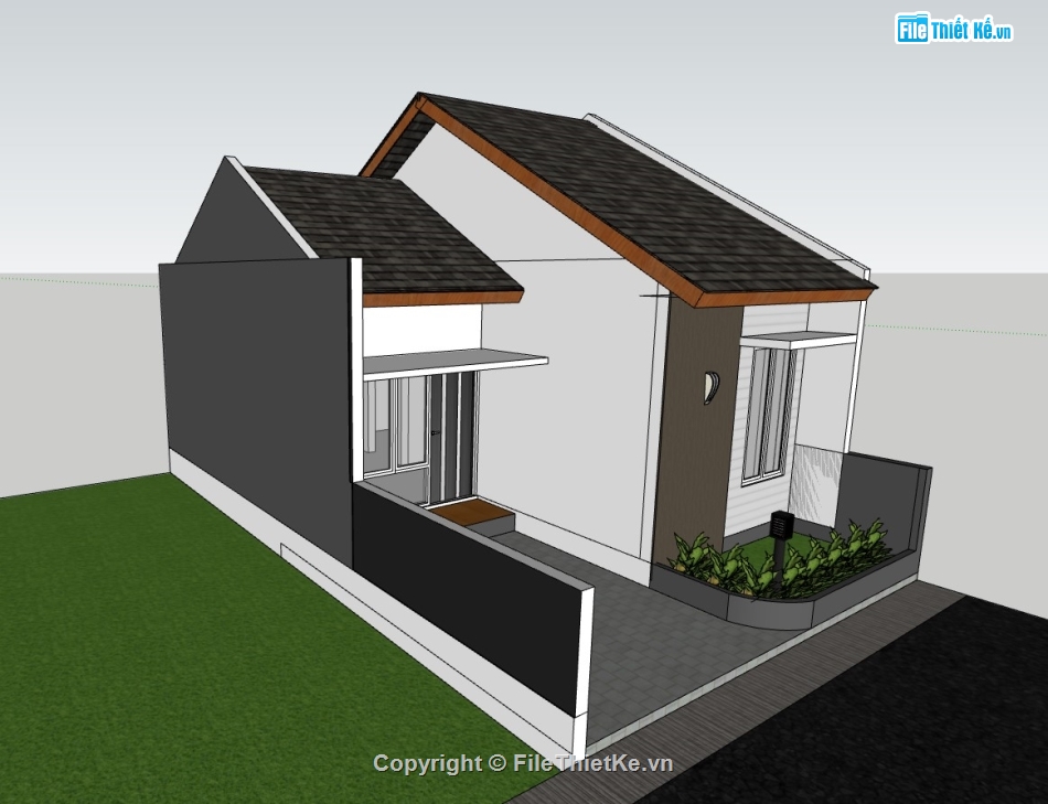 nhà cấp 4,nhà cấp 4 sketchup,sketchup nhà cấp 4