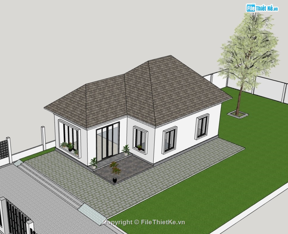 nhà cấp 4,nhà cấp 4 sketchup,su nhà cấp 4,sketchup nhà cấp 4