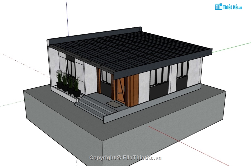 nhà cấp 4,nhà cấp 4 sketchup,sketchup nhà cấp 4