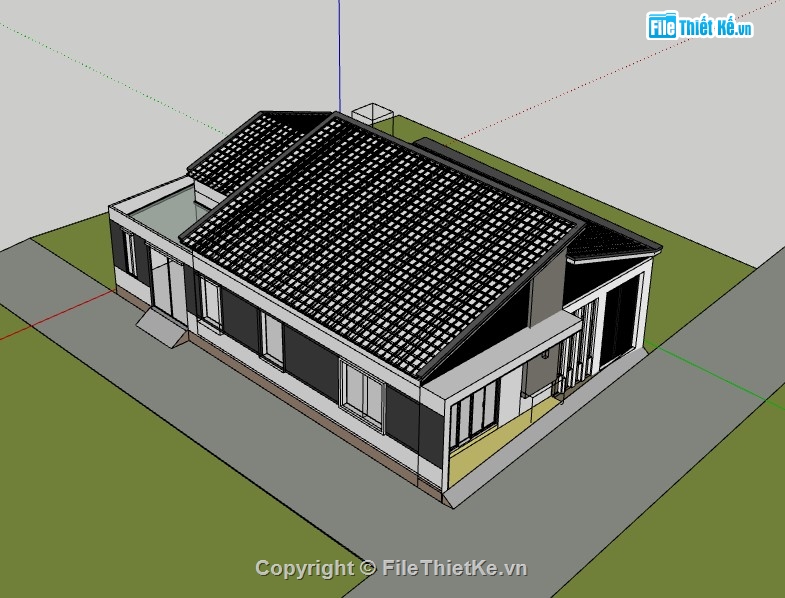 nhà cấp 4 sketchup,nhà cấp 4,su nhà cấp 4,sketchup nhà cấp 4