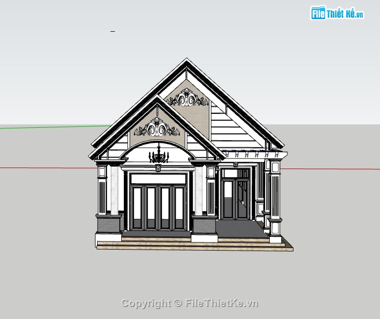 nhà cấp 4,nhà cấp 4 mái nhật,su nhà cấp 4,sketchup nhà cấp 4