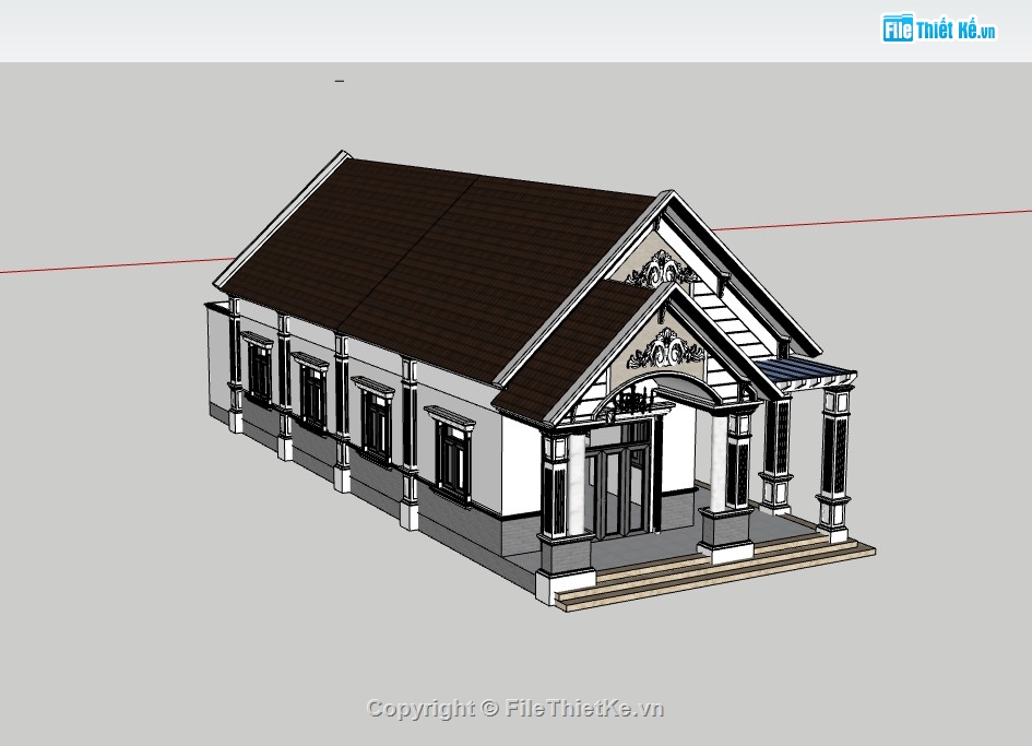 nhà cấp 4,nhà cấp 4 mái nhật,su nhà cấp 4,sketchup nhà cấp 4