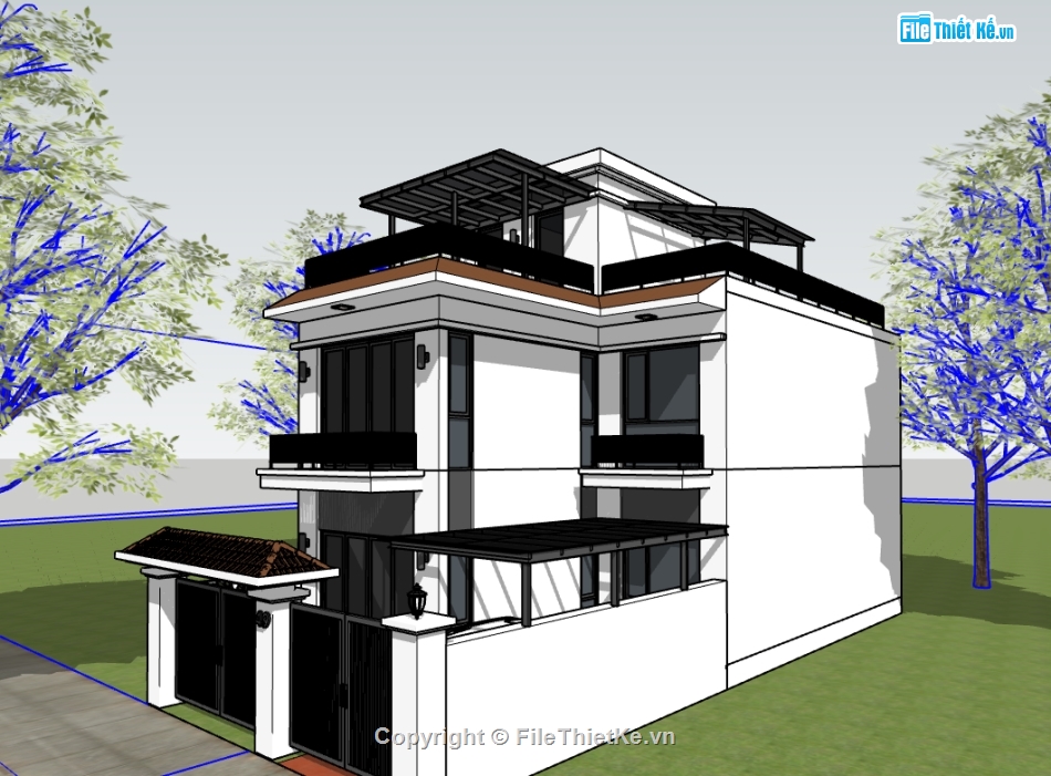 3d sketchup nhà phố 2 tầng,model sketchup nhà phố 2 tầng,File sketchup nhà phố 2 tầng,file su nhà phố 2 tầng