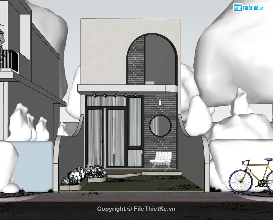 nhà phố 2 tầng,su nhà phố,sketchup nhà phố,su nhà phố 2 tầng