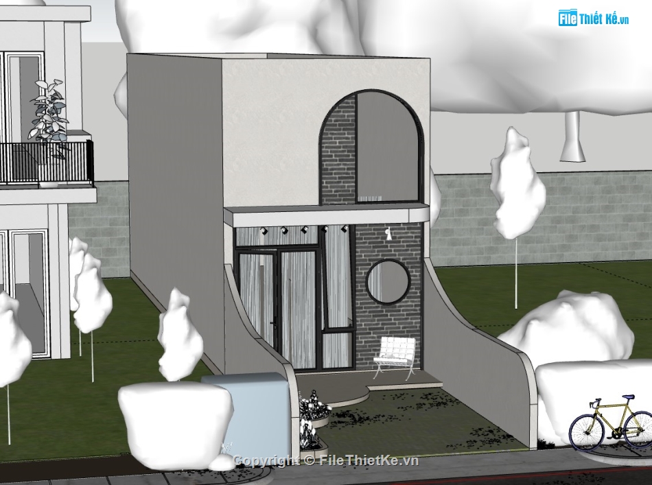 nhà phố 2 tầng,su nhà phố,sketchup nhà phố,su nhà phố 2 tầng