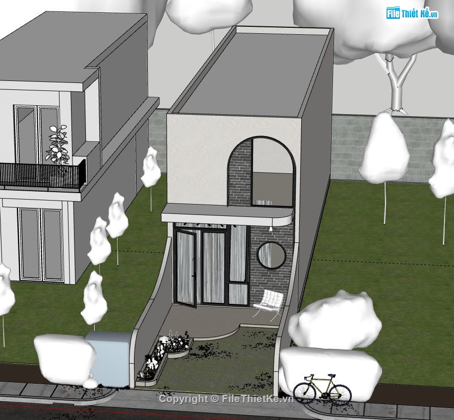 nhà phố 2 tầng,su nhà phố,sketchup nhà phố,su nhà phố 2 tầng