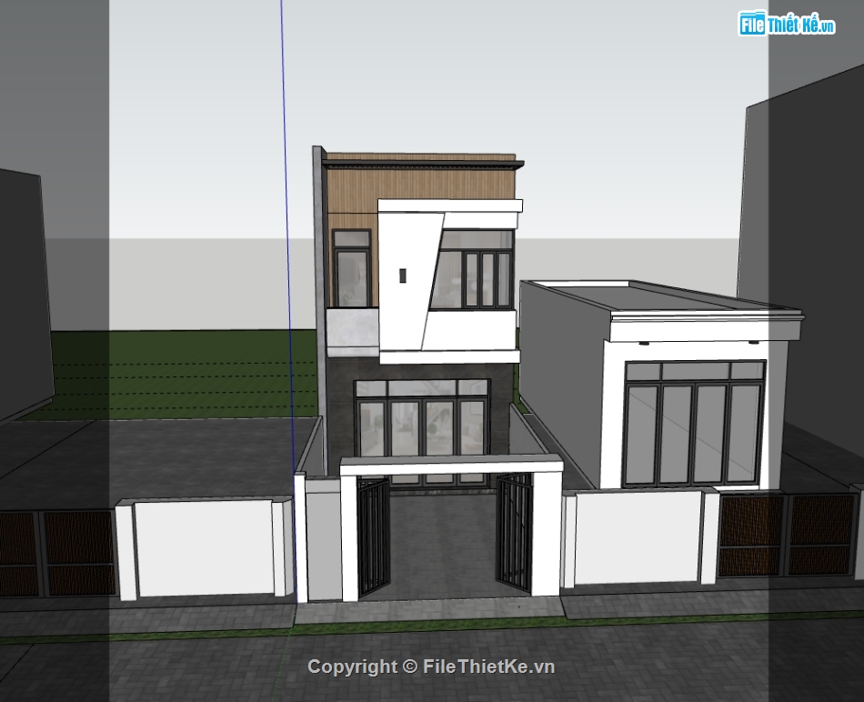 nhà phố 2 tầng,su nhà phố,nhà phố sketchup,mẫu su nhà phố