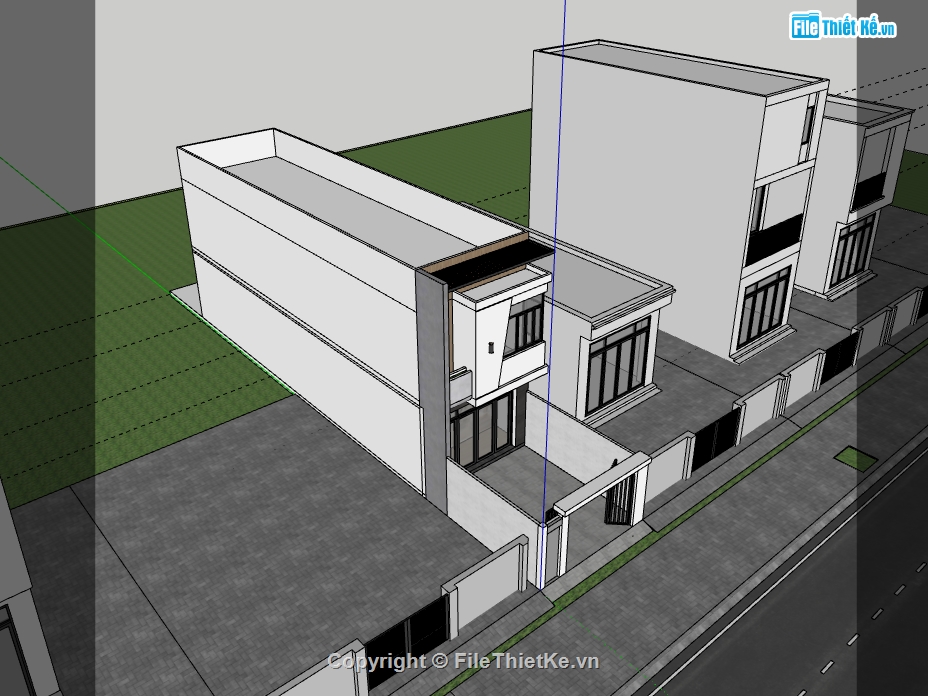 nhà phố 2 tầng,su nhà phố,nhà phố sketchup,mẫu su nhà phố