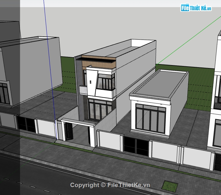 nhà phố 2 tầng,su nhà phố,nhà phố sketchup,mẫu su nhà phố