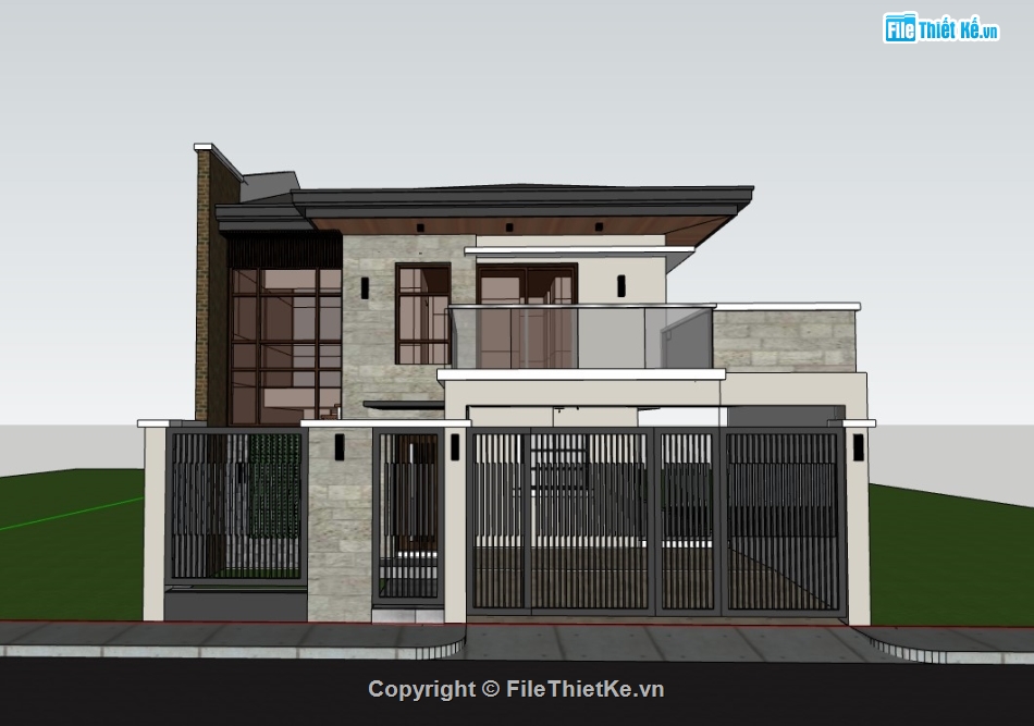 su nhà phố,sketchup nhà phố,nhà phố 2 tầng,su nhà phố 2 tầng