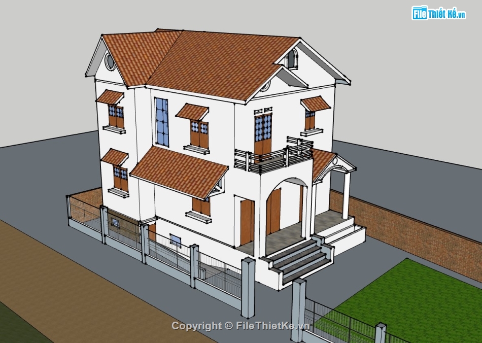 nhà phố 2 tầng,su nhà phố,sketchup nhà phố 2 tầng,su nhà phố 2 tầng