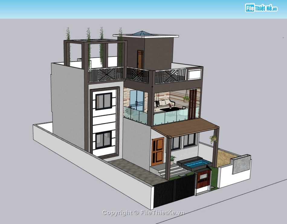 su nhà phố,sketchup nhà phố,su nhà phố 2 tầng,sketchup nhà phố 2 tầng