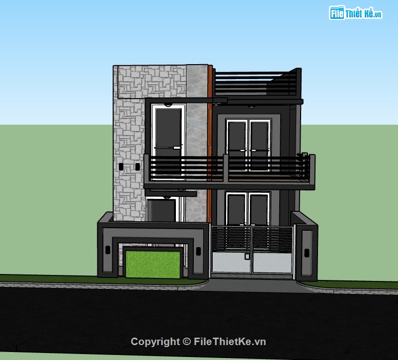 su nhà phố,sketchup nhà phố,su nhà phố 2 tầng,sketchup nhà phố 2 tầng