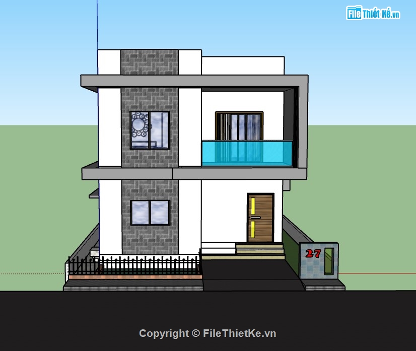 nhà phố 2 tầng hiện đại,su nhà phố,sketchup nhà phố,su nhà phố 2 tầng