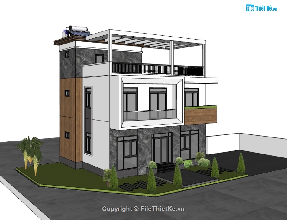 Nhà phố,nhà phố 2 tầng,su nhà phố,sketchup nhà phố