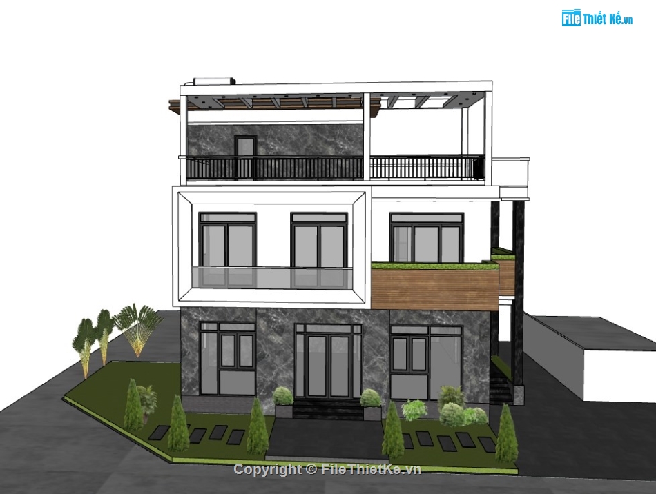 Nhà phố,nhà phố 2 tầng,su nhà phố,sketchup nhà phố