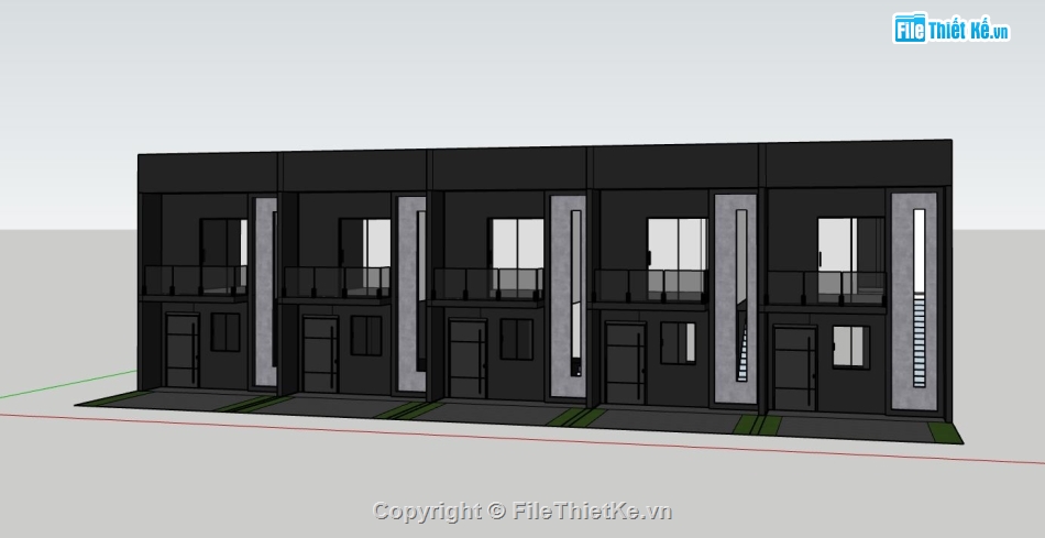 nhà phố liền kề,nhà phố 2 tầng,model su nhà phố 2 tầng,mẫu sketchup nhà phố 2 tầng