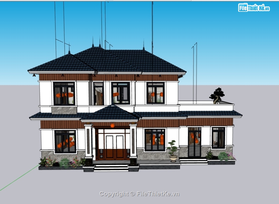 su nhà phố,sketchup nhà phố,su nhà phố 2 tầng,sketchup nhà phố 2 tầng