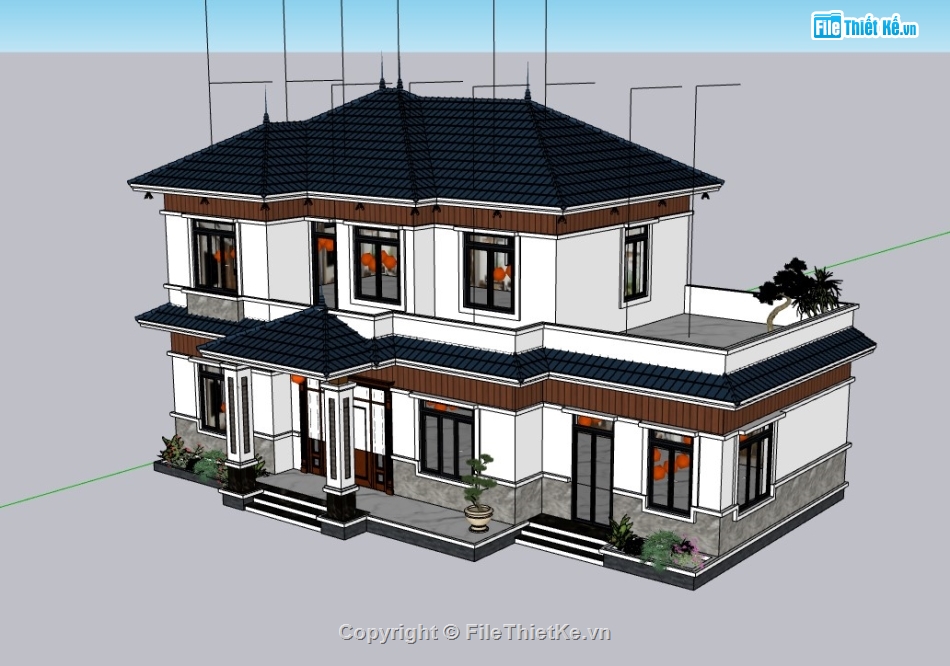 su nhà phố,sketchup nhà phố,su nhà phố 2 tầng,sketchup nhà phố 2 tầng