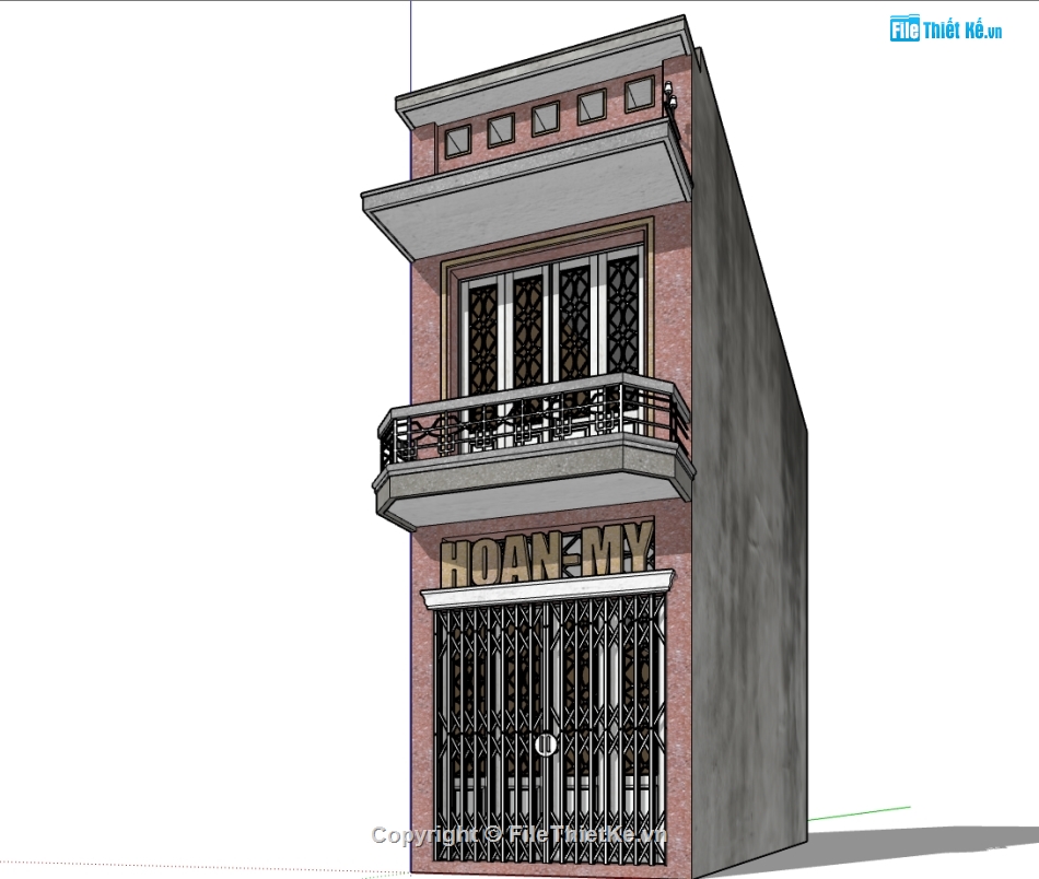 nhà phố file su,model su nhà phố,model 3d nhà phố,Mẫu 3d nhà phố