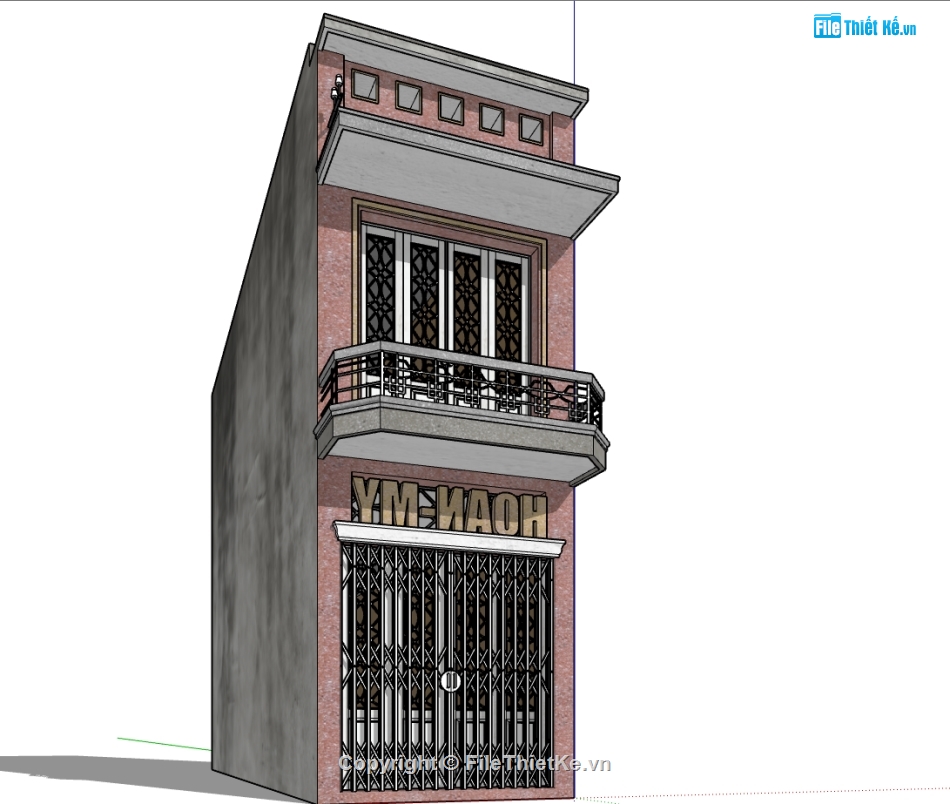 nhà phố file su,model su nhà phố,model 3d nhà phố,Mẫu 3d nhà phố