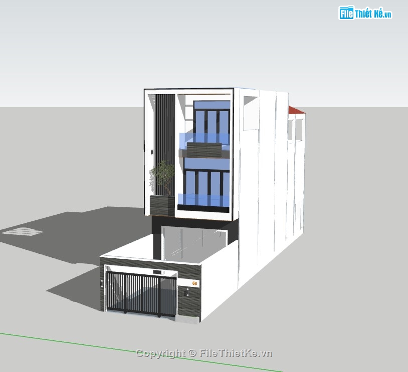 nhà phố 3 tầng,Mẫu nhà phố,sketchup nhà phố,su nhà phố,sketchup nhà phố 3 tầng