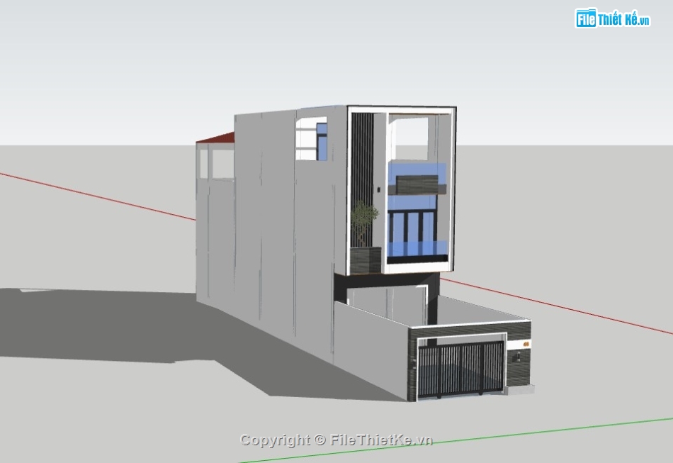 nhà phố 3 tầng,Mẫu nhà phố,sketchup nhà phố,su nhà phố,sketchup nhà phố 3 tầng