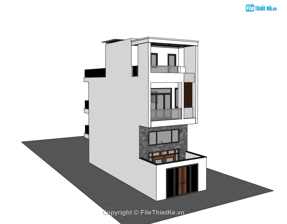 nhà phố 3 tầng,nhà 3 tầng,su nhà phố,su nhà phố 3 tầng,sketchup nhà phố