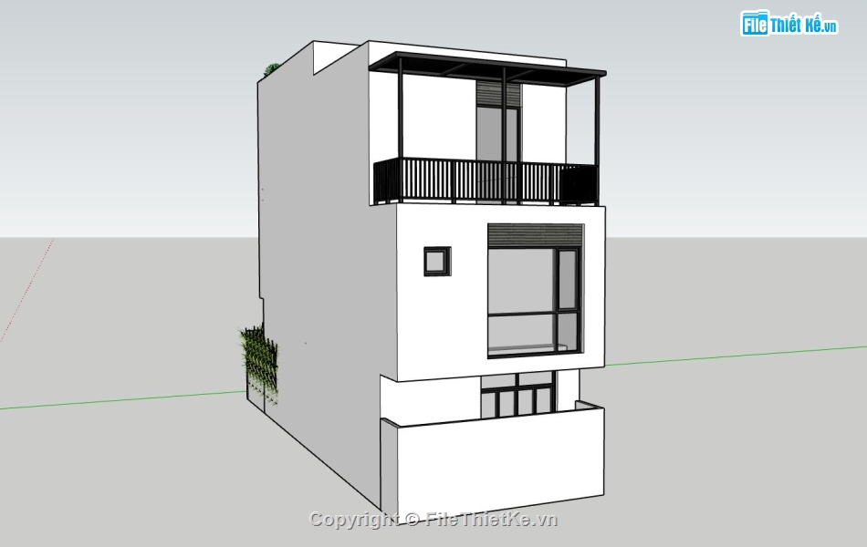 nhà phố 3 tầng,file sketchup nhà phố 3 tầng,thiết kế nhà phố 3 tầng