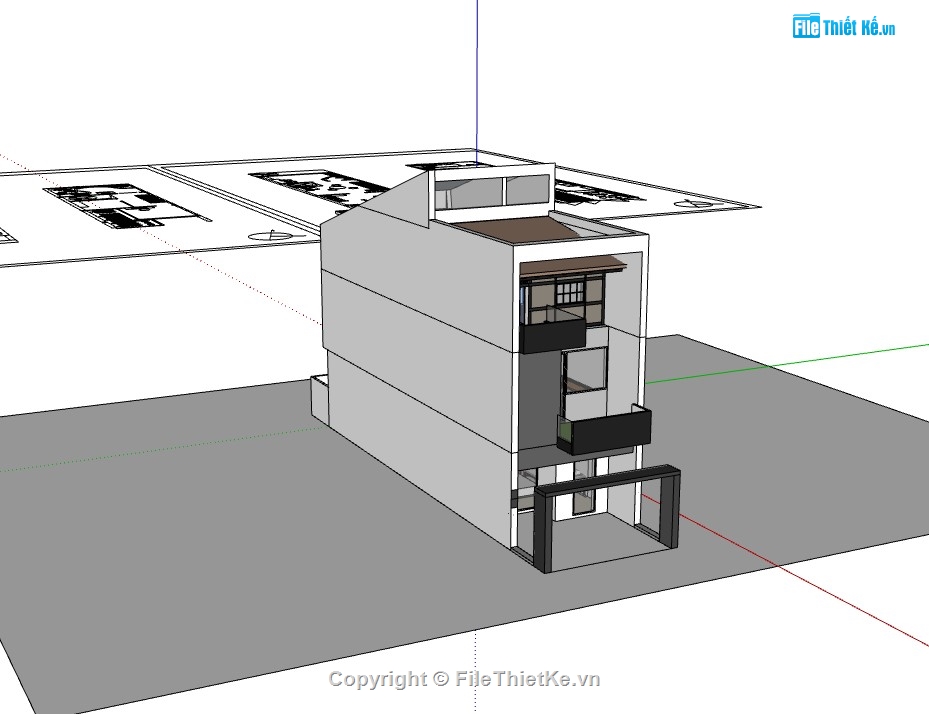 nhà phố 3 tầng,su nhà phố,sketchup nhà phố,su nhà phố 3 tầng