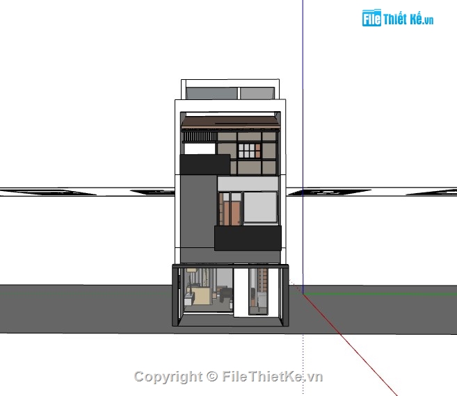 nhà phố 3 tầng,su nhà phố,sketchup nhà phố,su nhà phố 3 tầng