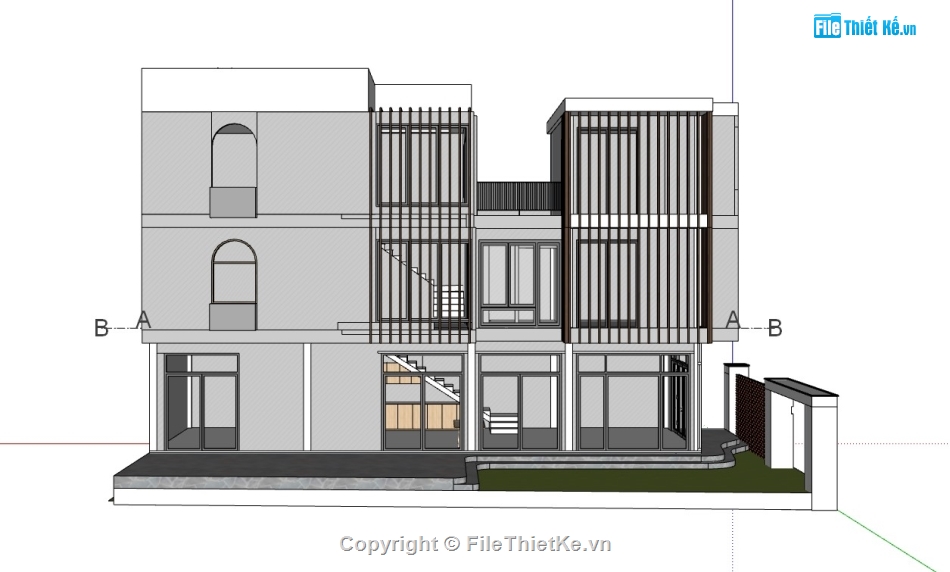 nhà phố 3 tầng,Mẫu nhà phố,su nhà phố,sketchup nhà phố
