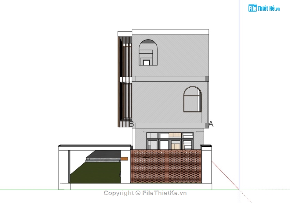 nhà phố 3 tầng,Mẫu nhà phố,su nhà phố,sketchup nhà phố